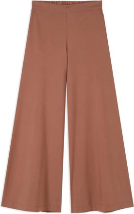 Oltre Viscose Blend Wide Leg Broeken - Dames - Wijde Broeken - Bruin - M - Katoen - Broeken
