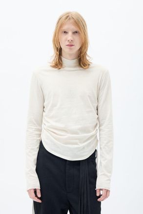 Ann Demeulemeester Lenart Wrinkled Mock Collar Top Brushed Jersey