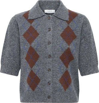 b.young C&aacute;rdigan de rombos - Knitwear - Mujer - Gris - M