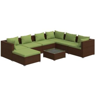 vidaXL 8 Pcs Garden Lounge Set Con Coj&iacute;n Mimbre Pe Brown