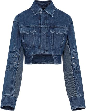 Off-white Motorcycle Hole Crop Jacket - Dames - Spijkerjassen - Blauw - XS - Katoen - Jassen