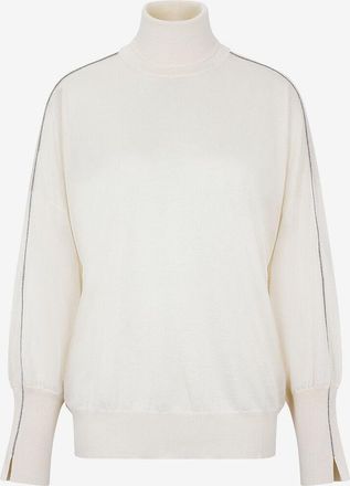 Brunello Cucinelli Weiter Rollkragenpullover aus Kaschmir und Seide Monile