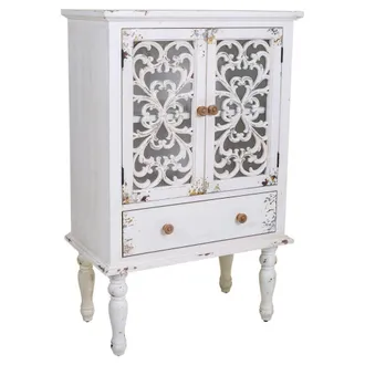 Wanderlust Deco Vitrina de madera blanca 71x40x111