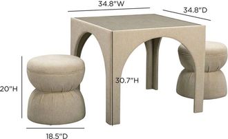TOV Furniture Tov Furniture Tomlin Performance Chenille Game Table & Ottoman Set