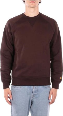 Carhartt Work in Progress Bruine Logo Sweater Regular Fit - Heren - Sweatshirts - Bruin - S - Katoen - Hoodies & sweatvesten