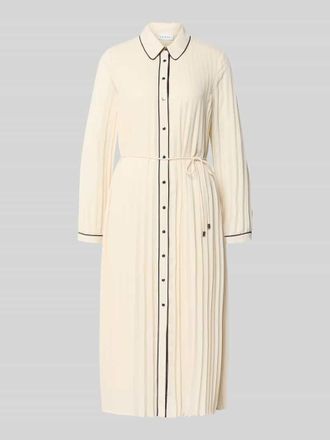 Comma Regular Fit Midikleid in Falten-Optik in Offwhite, Gr&ouml;&szlig;e 34