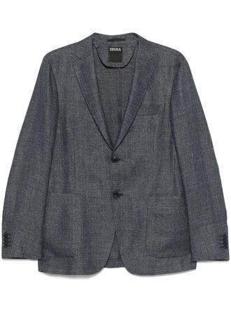 Ermenegildo Zegna single-breasted blazer - men - Wool/Viscose/Linen/Flax - 52 - Blue