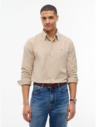 Tommy Hilfiger Mens Regular Fit Stretch Corduroy Shirt - Gulf Sand - XXL