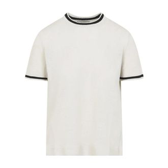 Max Mara T-Shirts, female, White, Size: S Nordica Striped Knit T-Shirt