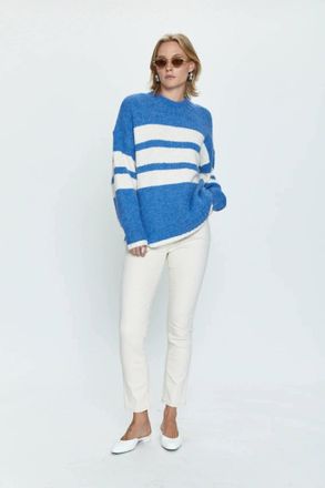 Pistola Denim Carlen Mock Neck Sweater In Campanula White Stripe