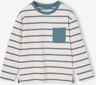 Vertbaudet Jungen Ringelshirt, personalisierbar aqua