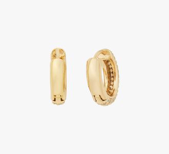 Kate Spade New York Womens Brilliant Statements Pav&eacute; Mini Huggie Earrings in Neutral