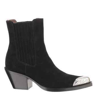 PARIS TEXAS Pointed-Toe Suede Ankle Boots With Metallic Detailing