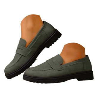 Generic Loafers for Women Business Casual Shoes Womens Platform Chunky Loafer Comfortable Dressy Slip On Work Shoes Womens Lug Sole Suede Formal Low Top Class