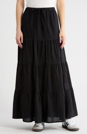 Abound Tiered Cotton Maxi Skirt in Black at Nordstrom Rack, Size X-Small