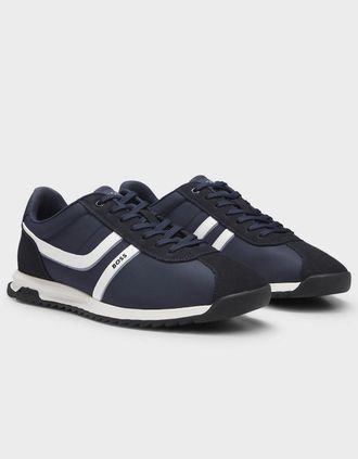 HUGO BOSS Mens BOSS Orange Zayn Mens Logo Trainers with Faux Suede Trims - Dark Blue 401 - Navy - Size: 10