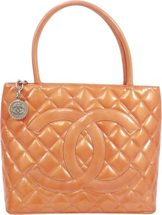 Chanel Orange Patent Leather Tote Bag (Pre-Owned)
