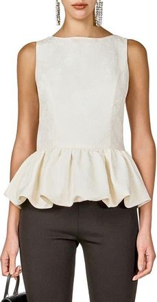 endless rose Floral Jacquard Peplum Top in Cream at Nordstrom, Size X-Small