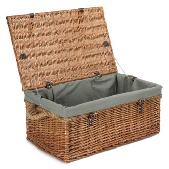 Red Hamper 61cm Double Steamed Rope Handled Trunk with Grey Lining in Brown