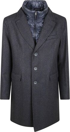 Herno Quilted Black Tailored Jacket With Herringbone Pattern
