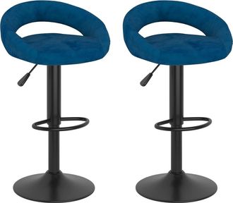 vidaXL Taburetes De Cocina 2 Unidades Terciopelo Azul Vidaxl