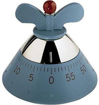 Alessi Kitchen Timer A09 - Timer da Cucina di Design con Movimento Meccanico in Resina Termoplastica, Azzurro