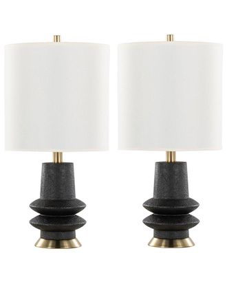 LumiSource Set Of 2 Lloyd 26In Contemporary Table Lamps With Grandview Gallery Linen Shade