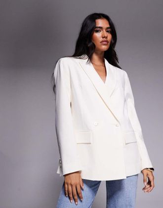 Asos Blazer doppiopetto color crema-Bianco