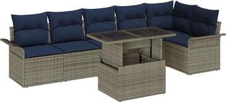 vidaXL Conjunto De Sof&aacute; De Jard&iacute;n 7 Uds. Gris Polirat&aacute;n Vidaxl