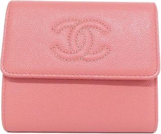 Chanel Pink Grained Calfskin Wallet (Tri-Fold) (Pre-Owned)