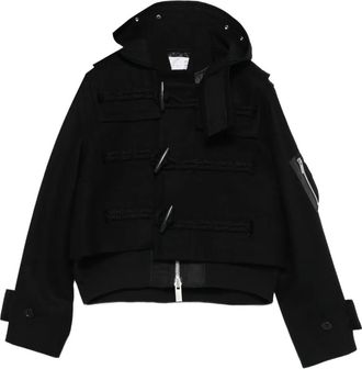 sacai Giacca con cappuccio e chiusura a olivetta - Nero