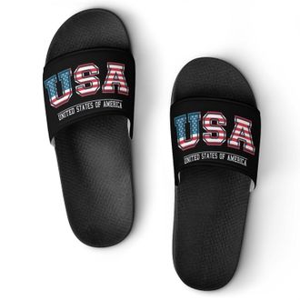 Generic U.S.A U.S. Flag Shower Shoes Slipper for Women Men Beach Slippers Quick Drying Non Slip Open-Toe Sandals