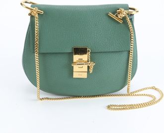 Chlo&eacute; Green Leather Shoulder Bag Tote Bag (Pre-Owned)