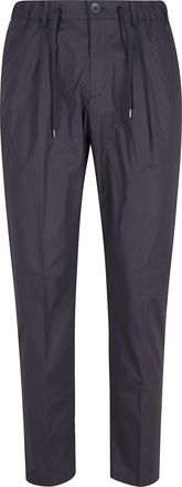 Herno Blue Light Stretch Drawstring Elastic-Waistband Cotton Pants