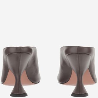 Amina Muaddi Womens Uma Leather Sandals Dark Brown