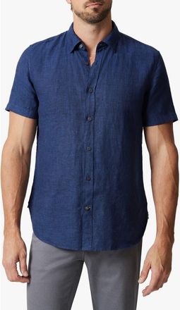 34 Heritage Linen Chambray Short Sleeve Button-Up Shirt in Indigo at Nordstrom, Size Large