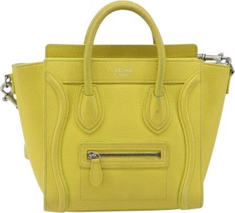 Celine Luggage Grainy Leather Yellow Leather Handbag (Pre-Owned)