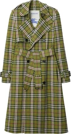 Burberry Trench lungo a quadri - Verde