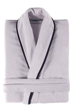 Brooks Brothers Contrast Frame Cotton Robe in Silver at Nordstrom Rack