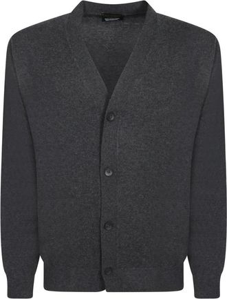 Dell'Oglio V-neck Cardigan - Heren - Vesten - Grijs - L - Wol - Truien & Vesten