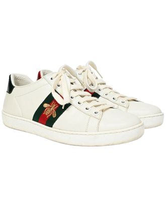 Gucci Womens Leather Ace Sneakers With Bee (Authentic Pre-Loved)