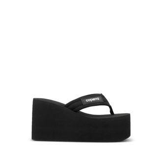 Coperni Wedges, female, Black, Size: 8 US Logo-patch Wedge Sandals