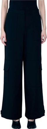 Ganni Fluid Weave Cargo Broek - Dames - Wijde Broeken - Zwart - XS - Polyester - Broeken