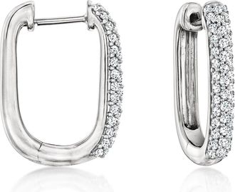 Ross-Simons Diamond Paper Clip Link Hoop Earrings in Sterling Silver