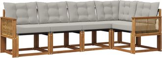 vidaXL Conjunto De Sof&aacute;s De Exterior 5 Uds. Natural Y Gris Claro Vidaxl