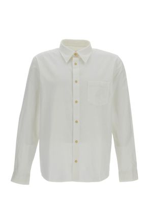 A.P.C. Cotton-Linen Blend Shirt with Pointed Collar