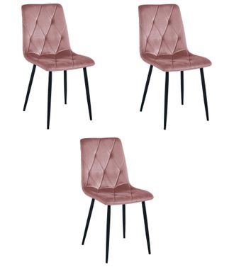 OEM Silla Libra - Terciopelo Rosa / Patas Negras X 3