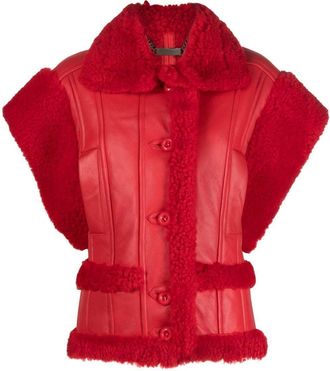 Philipp Plein Gothic Plein buttoned shearling vest - women - Lamb Skin/Lamb Fur - S - Red