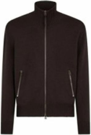 Tom Ford Zachte Kasjmier Open-Hals Cropped Cardigan - Heren - Cashmere truien - Bruin - XL - Kasjmier - Truien & Vesten