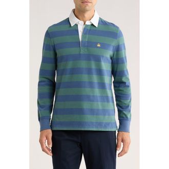Brooks Brothers Rugby Stripe Polo in Green/Blue at Nordstrom Rack, Size Large